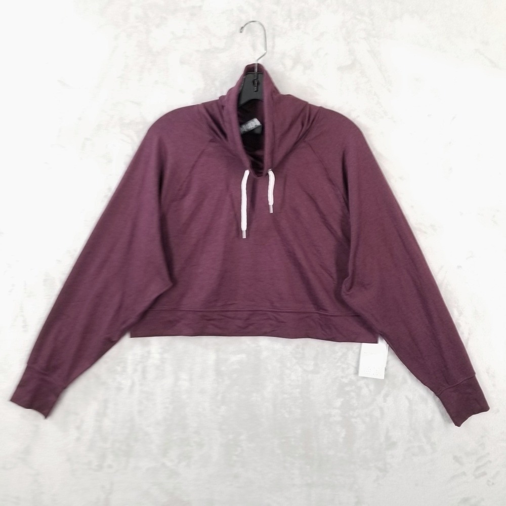 Vuori Halo Pullover Maroon Womens Medium Crop Funnel Neck Long Sleeve NWT